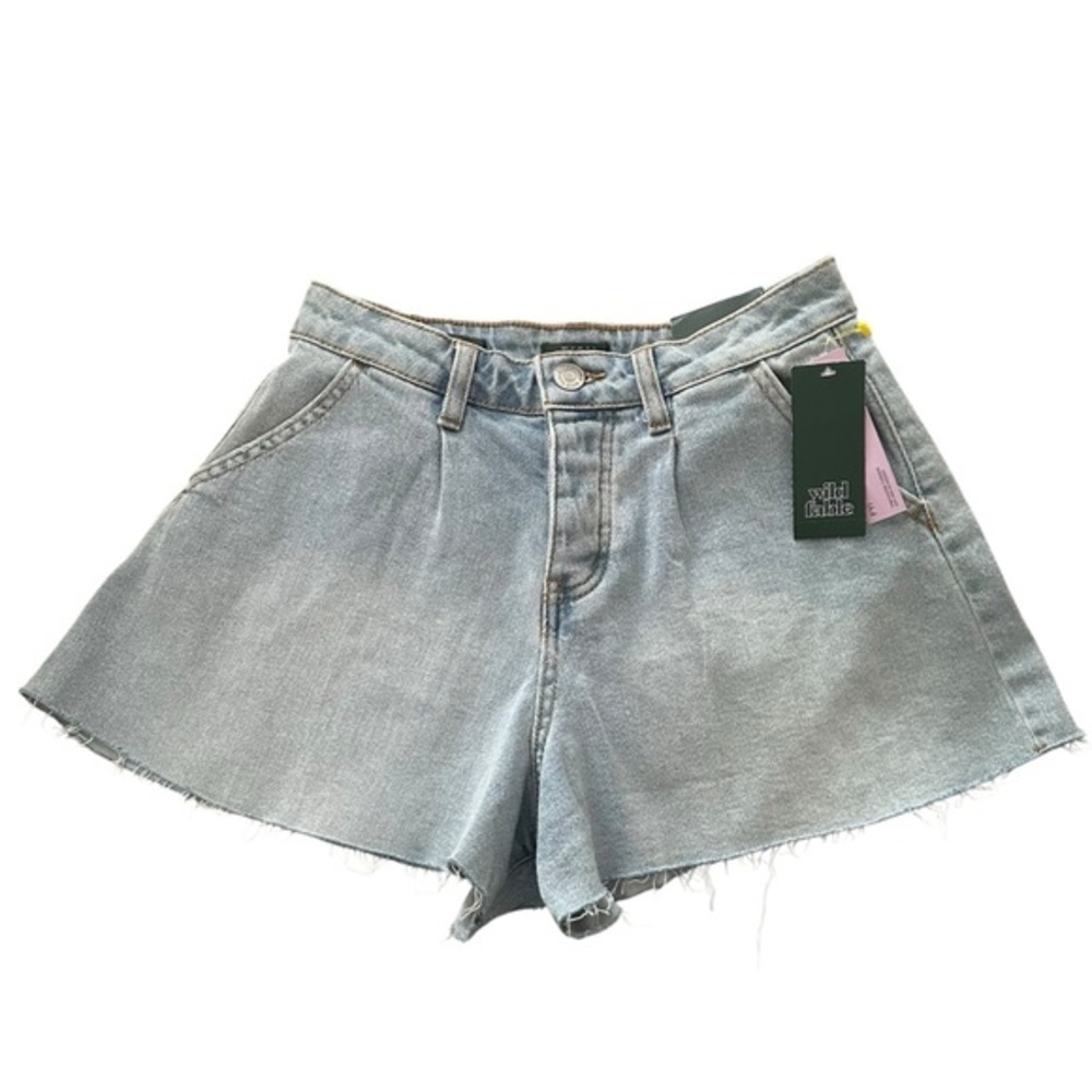 A-line Light Wash Denim Jean Shorts 0 - Picture 2 of 6